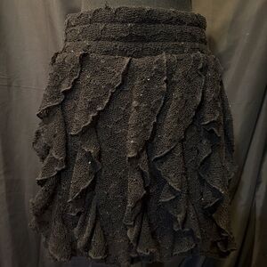 Wet Seal Black Textured A-Line Skirt